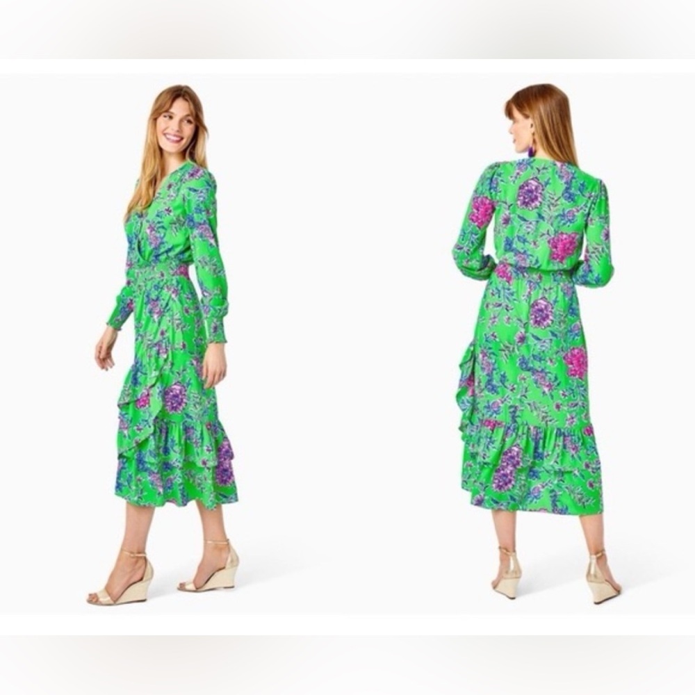 New Lilly Pulitzer Christiana Stretch Dress Gecko Green Brewsters Blooms Size 4